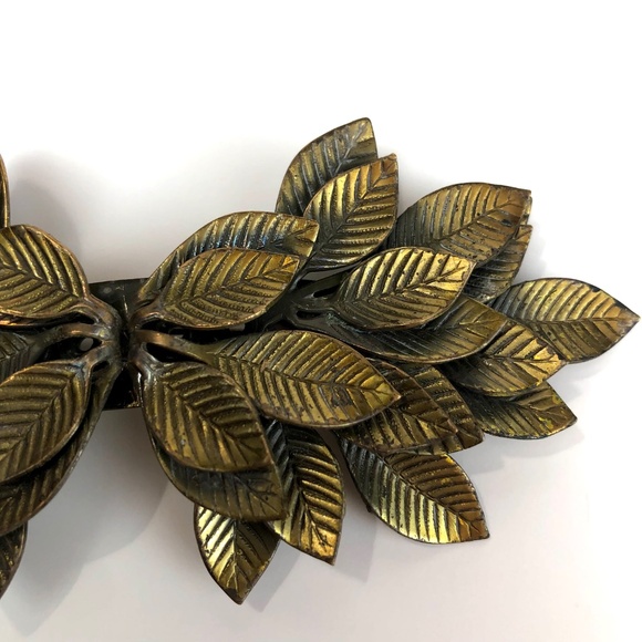 Vintage Gold-tone Angel Wings Leaves Pin Brooch Scarf Clip 4 1/2 Inch - Picture 3 of 8